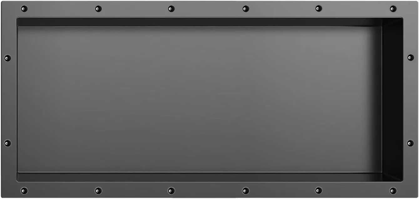 Shower Niche SMC Material 12X28（Outside 14x30） in Niche for Shower Wall Shower Niches Ready for Tile Shower Niche Shelf Black
