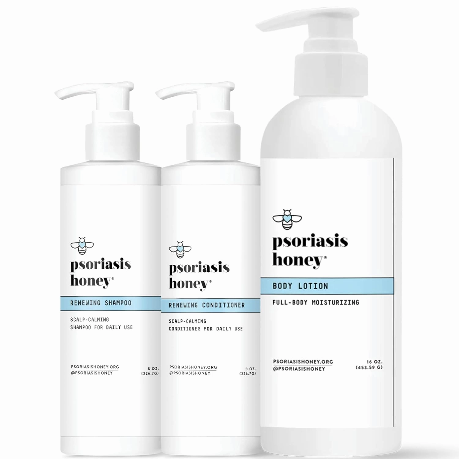 Shower Set - Renewing Shampoo, Conditioner & Body Lotion - Dandruff Scalp Treatment Helps Flaking - Psoriasis Shampoo Helps Eczema, Seborrheic Dermatitis, Seborrheic & More
