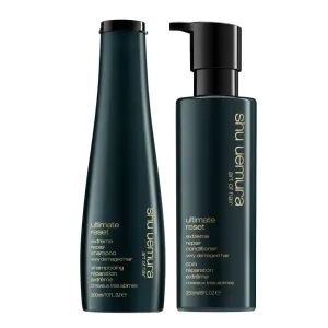 Shu Uemura Ultimate Reset Extreme Repair Shampoo & Conditioner Set For Fine-to-Medium Hair - With Japanese Rice Extract, For Dry and Very Damaged Hair, Deeply Conditions and Nourishes