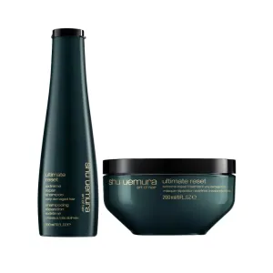 Shu Uemura Ultimate Reset Extreme Repair Shampoo & Mask Set For Fine to Medium Hair - With Japanese Rice Extract, Deeply Conditions and Nourishes Dry and Very Damaged Hair