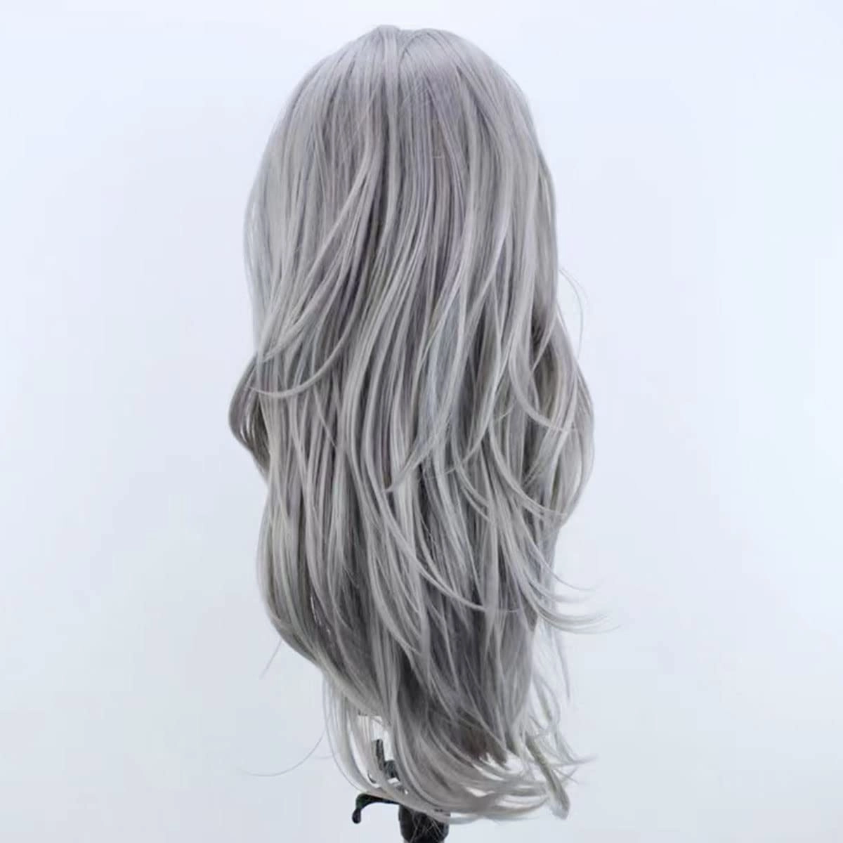 Silver Wigs for Women Girls Free Part Long Natural Wave Lace Font Wigs Slightly Wave Wig Heat Resistant Synthetic Lace Wig Light Grey Daily Wear Wigs