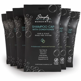 Simply Wonderful Shampoo Caps No Rinse with Conditioner for Hair & Scalp - Advanced Formula w/Aloe-Vera, Eucalyptus, Peppermint & Tea Tree Oil 1 Count (Pack of 6)