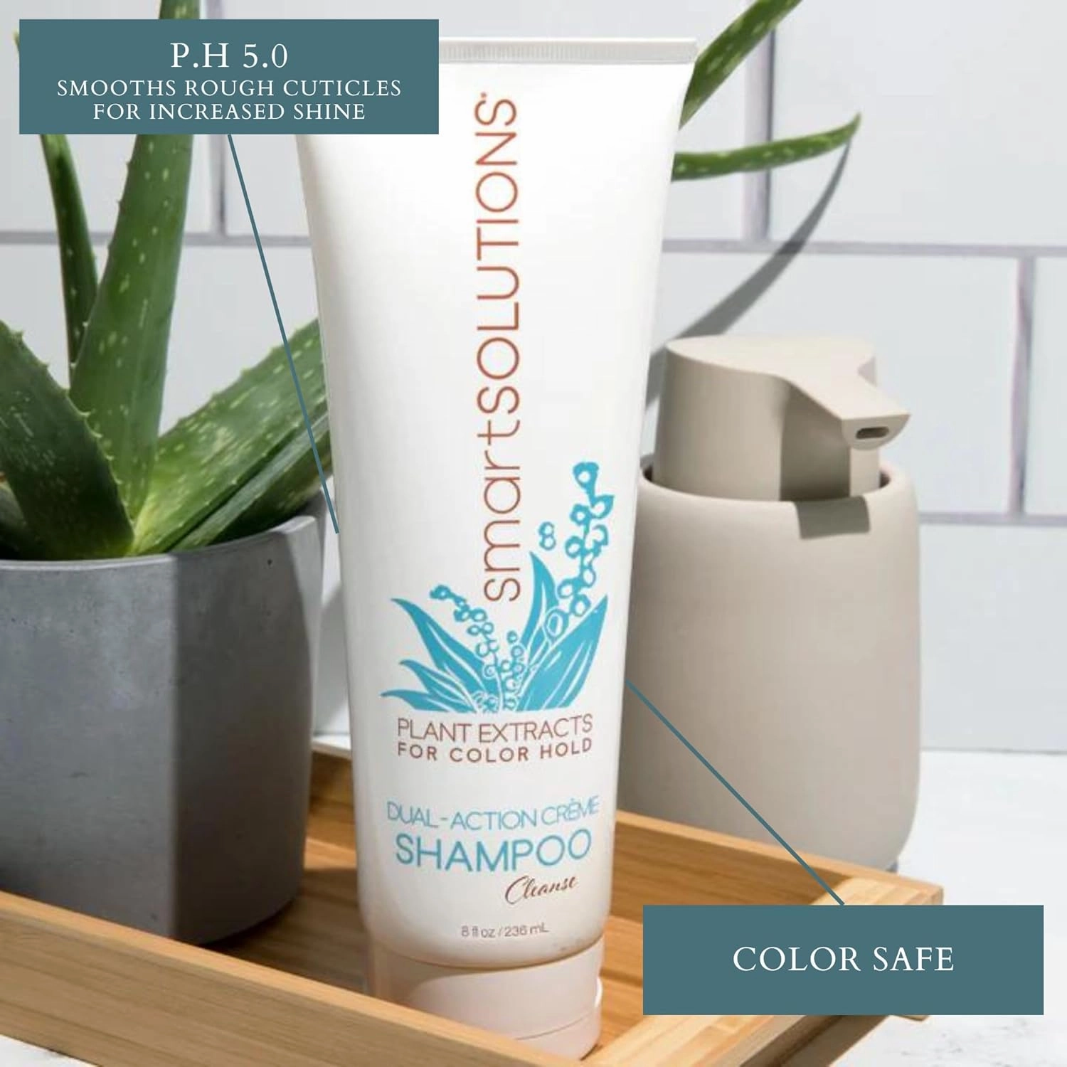 smartSOLUTIONS Dual-Action Creme Shampoo | Sulfate, Paraben & Sodium Chloride Free | Color Safe & Chemically Treated Hair Safe (8 fl oz)