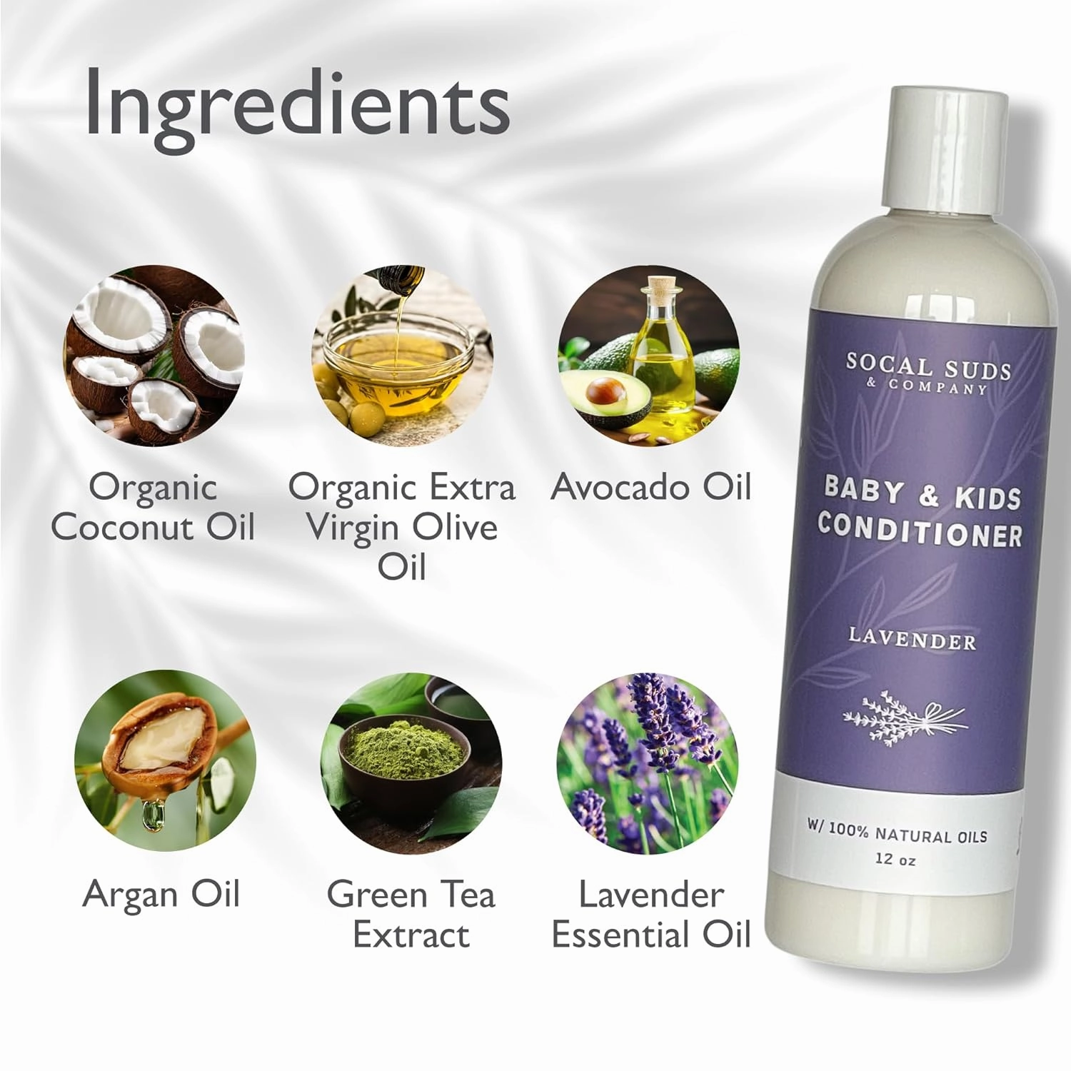 SoCal Suds & Company - Organic Baby & Kids Conditioner - Moisture Baby Hair Conditioner - Gentle Natural Vitamin Rich Ingredient Organic Oils for Babies and Kids Sensitive Scalp - Lavender, 12oz