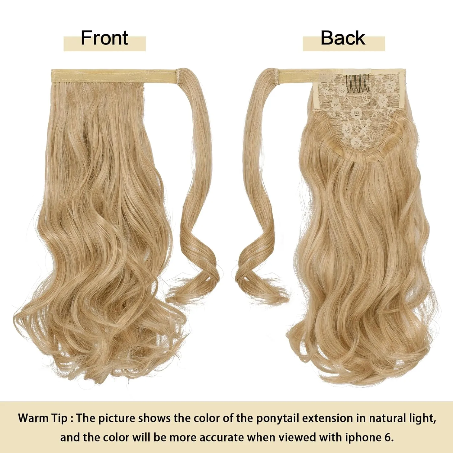 SOFEIYAN Curly Ponytail Extension 15 Inch Heat Resistant Synthetic Natural Wavy Hairpiece Wrap Around Pony Tail Hair Extensions