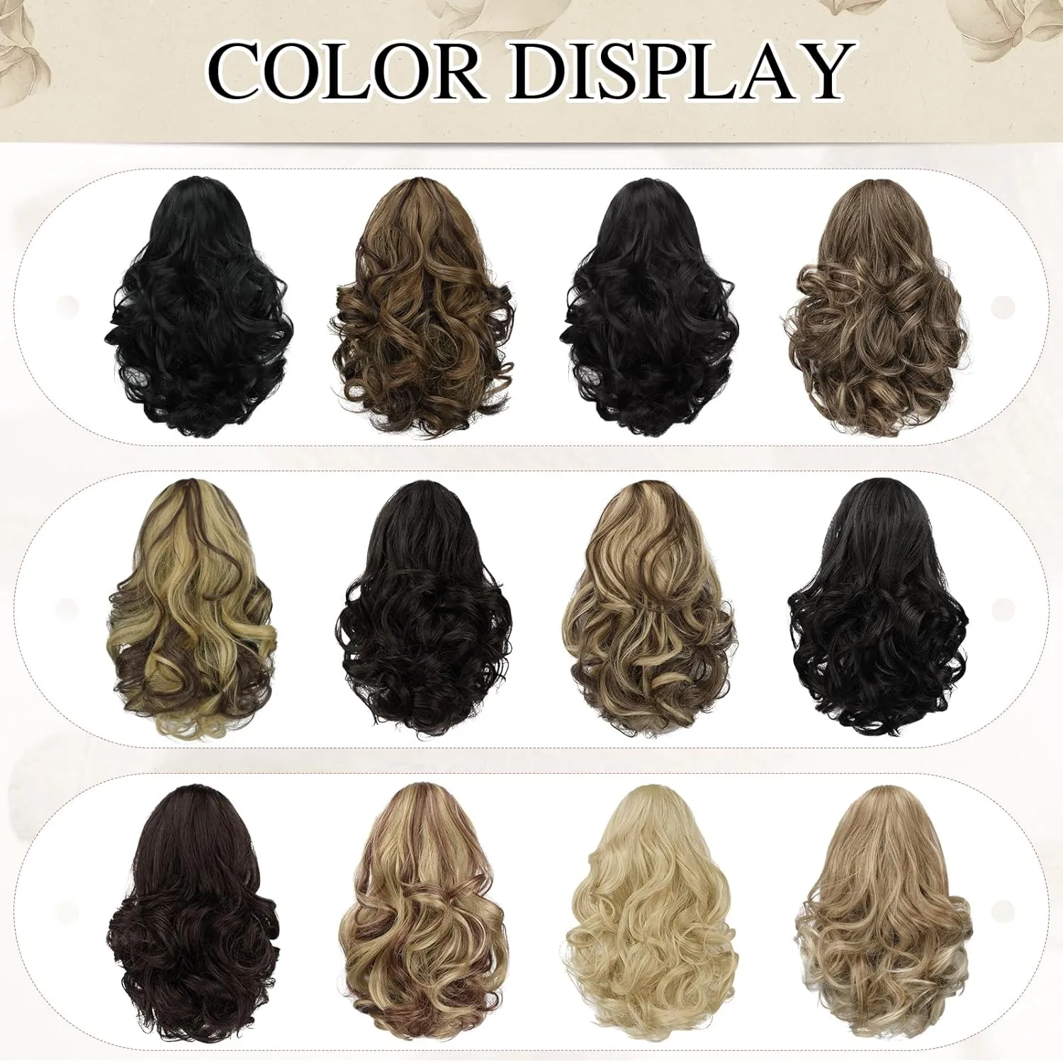 SOFEIYAN Ponytail Extension 11 inch Claw Clip Ponytail Hair Extensions Long Curly Wavy Ponytail Fluffy Clip on Pony Tails Synthetic Hairpiece for Women，Dark Blonde to Bleach Blonde