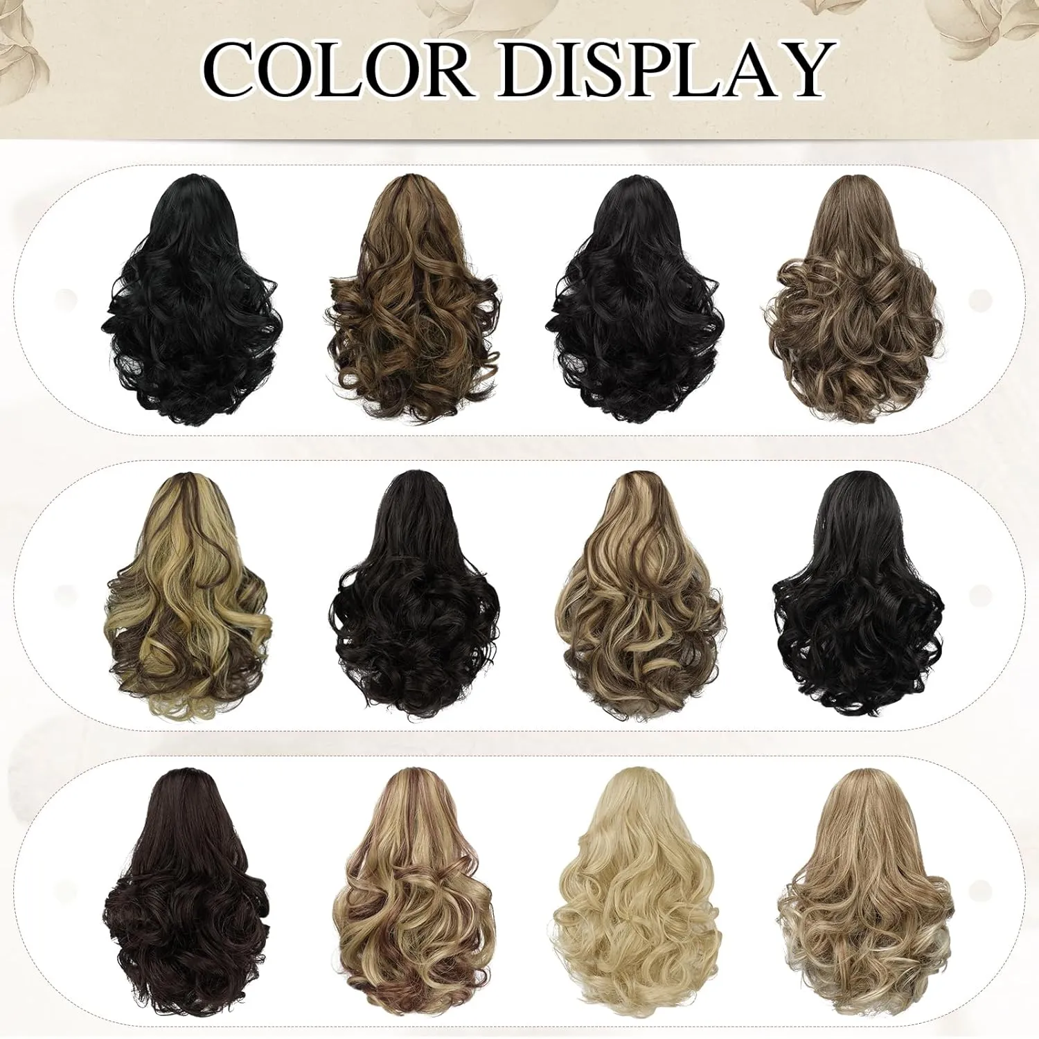 SOFEIYAN Ponytail Extension 11 inch Claw Clip Ponytail Hair Extensions Long Curly Wavy Ponytail Fluffy Clip on Pony Tails Synthetic Hairpiece for Women，Dark Brown