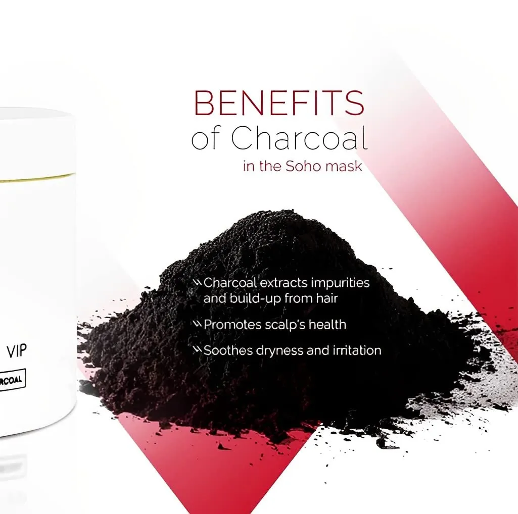 Soho Rejuvenating Hair Mask, Black Clay Charcoal, Nourishes, Strengthens and Revitalizes Hair, Detoxifies Scalp, Improves Hair Overall Appearance (4oz)