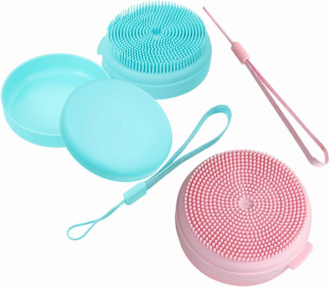 SOIMISS 2pcs Silicone Exfoliating Shampoo Brush Body Scrubber Soft Skin Friendly Bath Cleansing Brush for Scalp with Integrated Soap Storage Design Shower Essential