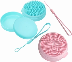 SOIMISS 2pcs Silicone Exfoliating Shampoo Brush Body Scrubber Soft Skin Friendly Bath Cleansing Brush for Scalp with Integrated Soap Storage Design Shower Essential