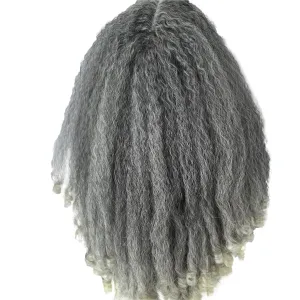 SOKU Afro Kinky Straight Lace Front Grey Wig 20 Inch T Part Salt and Pepper Wigs for Black Women Transparent Swiss Lace with Baby Hair Natural 4C Wigs