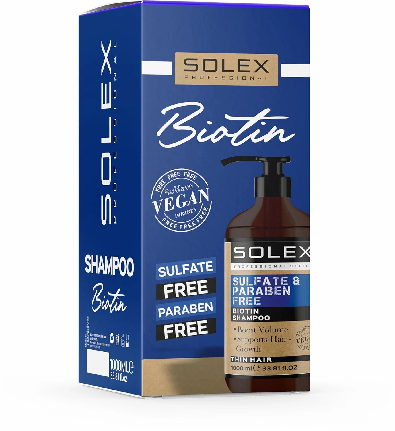 SOLEX Biotin Oil Shampoo for Hair Growth - Sulfate & Paraben Free - Volumizing Shampoo for Hair Loss - Treatment for Men & Women - Thickening Volumizing Products, (1 pack x 33.8 Fl Oz. / 1000 mL)