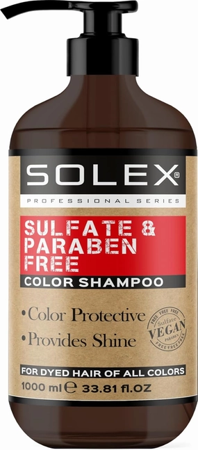 SOLEX Color Care Shampoo for Color Treated Hair - Sulfate & Paraben Free - Helps Protect Hair and Maintain Vibrant Color - Color Protection for All Hair Type, Vegan (1 pack x 33.8 Fl Oz. / 1000 mL)