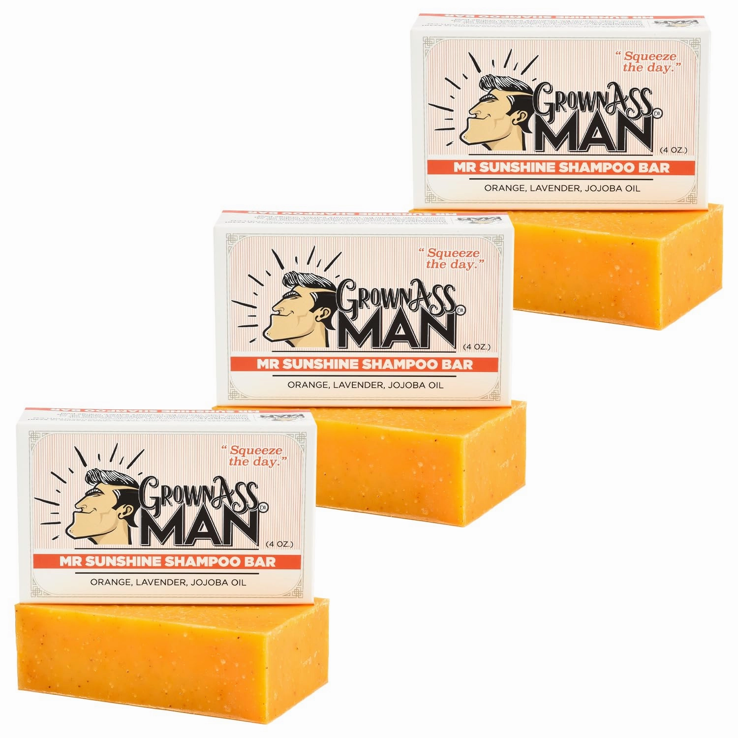 Solid Shampoo Bar Rich Lather 3 in 1: Hair, Beard & Body Wash - Plastic Free & Eco-Friendly, Natural & Organic Clean for All Hair Types, 4oz Bar (Mister Sunshine, 3-Pack)