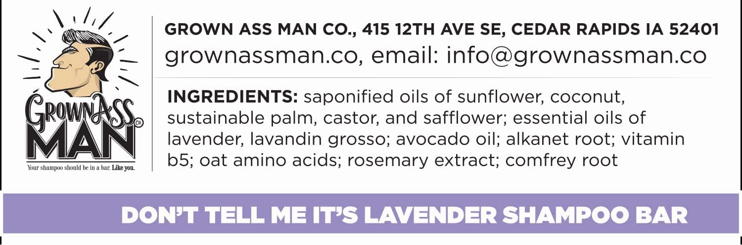 Solid Shampoo Bar Rich Lather 3 in 1: Hair, Beard & Body Wash - Plastic Free & Eco-Friendly, Natural & Organic for All Hair Types, 4oz Bar (Don't Tell Me It's Lavender, 3-Pack)