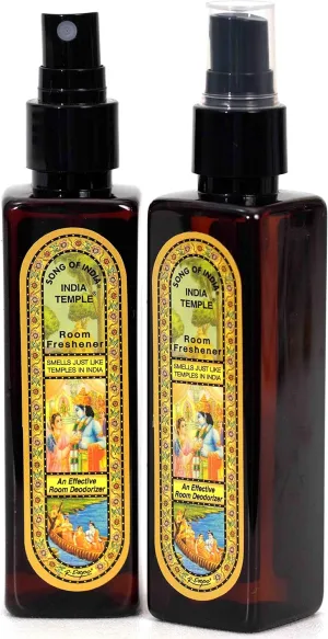 Song of India - India Temple Room Freshener Spray. A two Bottle Set 100ml or 3.38 oz. Each