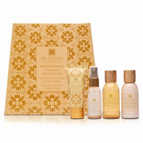 SPA CEYLON Virgin Coconut Hair Care Discovery Set | Dry and Frizzy Hair Care Solution | Shampoo & Conditioner | Hair Mask & Hair Oil | Hydrates, Smoothens & Calms Frizz