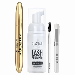 STACY LASH Eyelash Extension Shampoo 1.69 fl.oz Serum 5ml / Eyelid Foaming Cleanser/Supplies for Lashes Growth & Thickness/With Biotin/Enhancing Natural Eyelashes/Professional & Self Use
