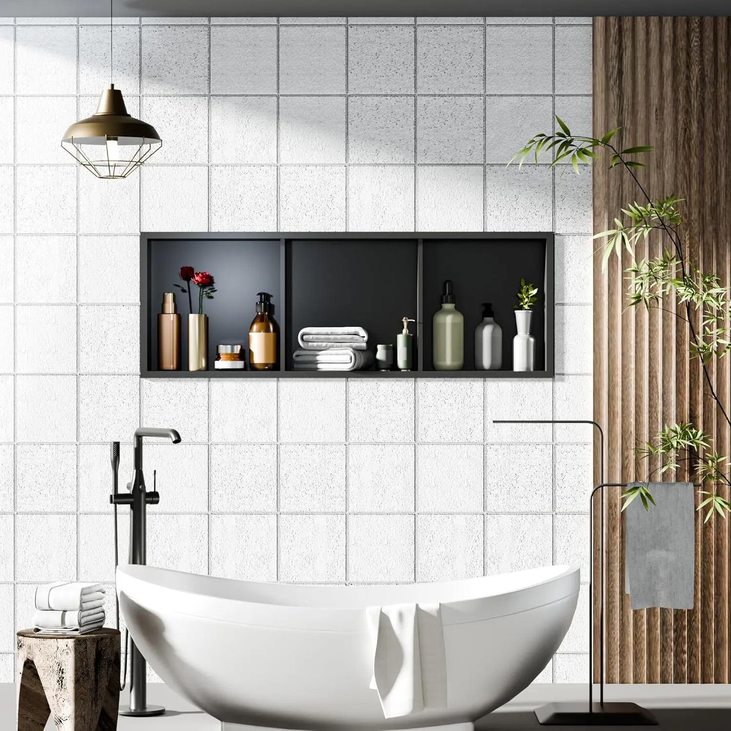 Stainless Steel Shower Niches Ready for Tile, 12" X 36" Modern Soap Niche, 3-Tier Organizer, No Tile Needed Recessed Wall Niche for Bathroom Storage, Black