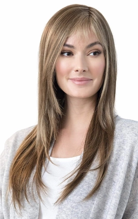 STEVIE Double Mono Synthetic Wig by Amore, 5PC Bundle: Wig, 4oz Mara Ray Enriched Shampoo, Conditioner, Wide Tooth Comb, and 19 Page Belle of Hope Guide (Coffee Latte)