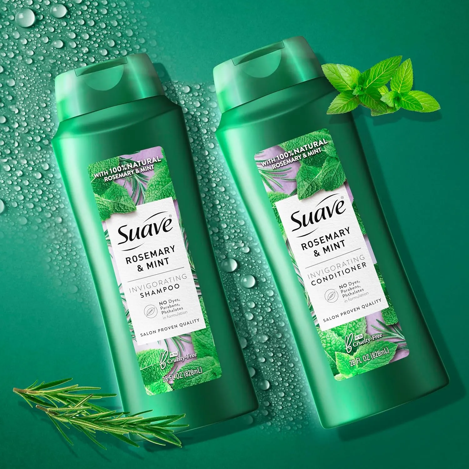 Suave Natural Rosemary & Mint Conditioner, for Strong & Healthy Hair, No Dyes, No Parabens, No Phthalates, 28 oz Pack of 4