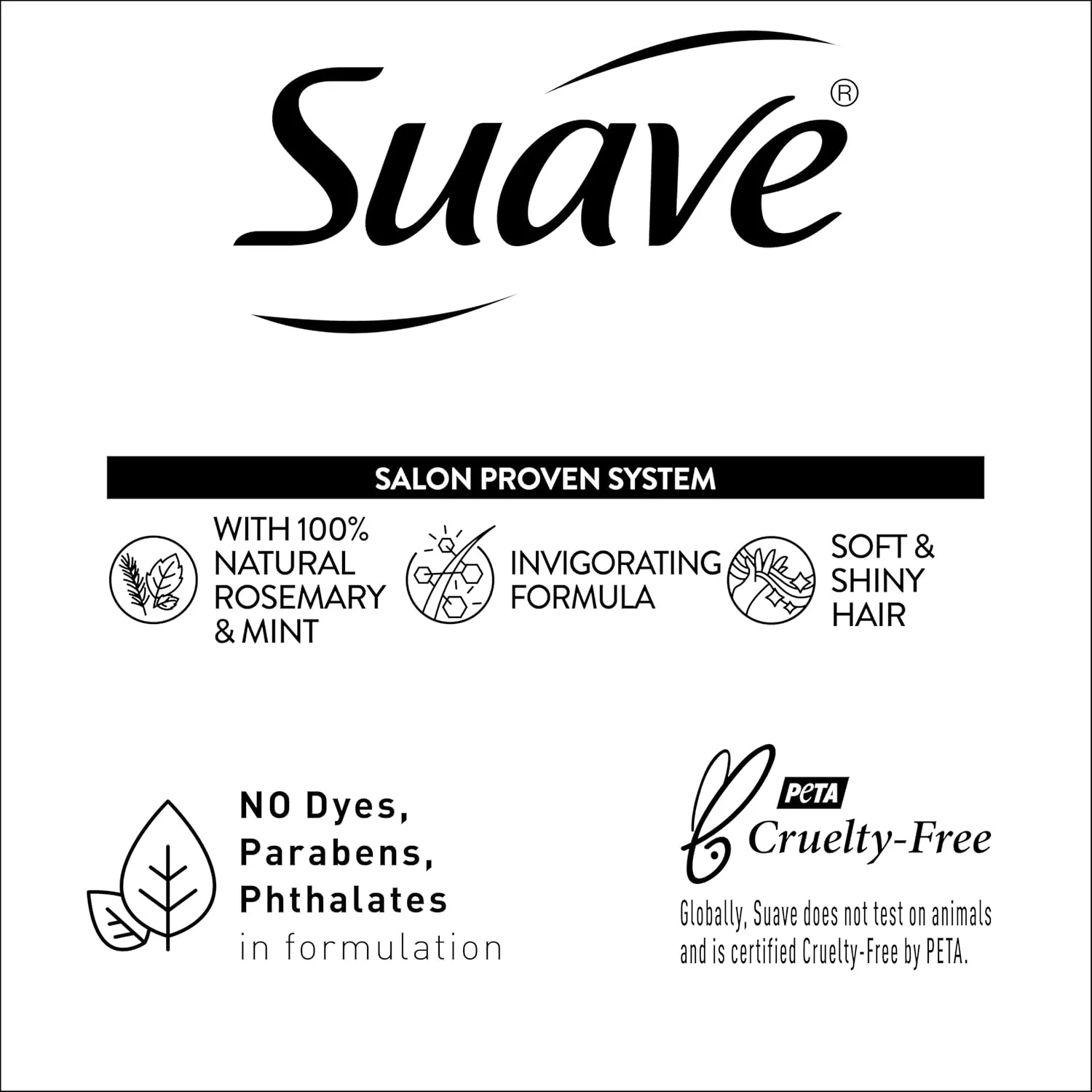 Suave Natural Rosemary & Mint Conditioner, for Strong & Healthy Hair, No Dyes, No Parabens, No Phthalates, 28 oz Pack of 4