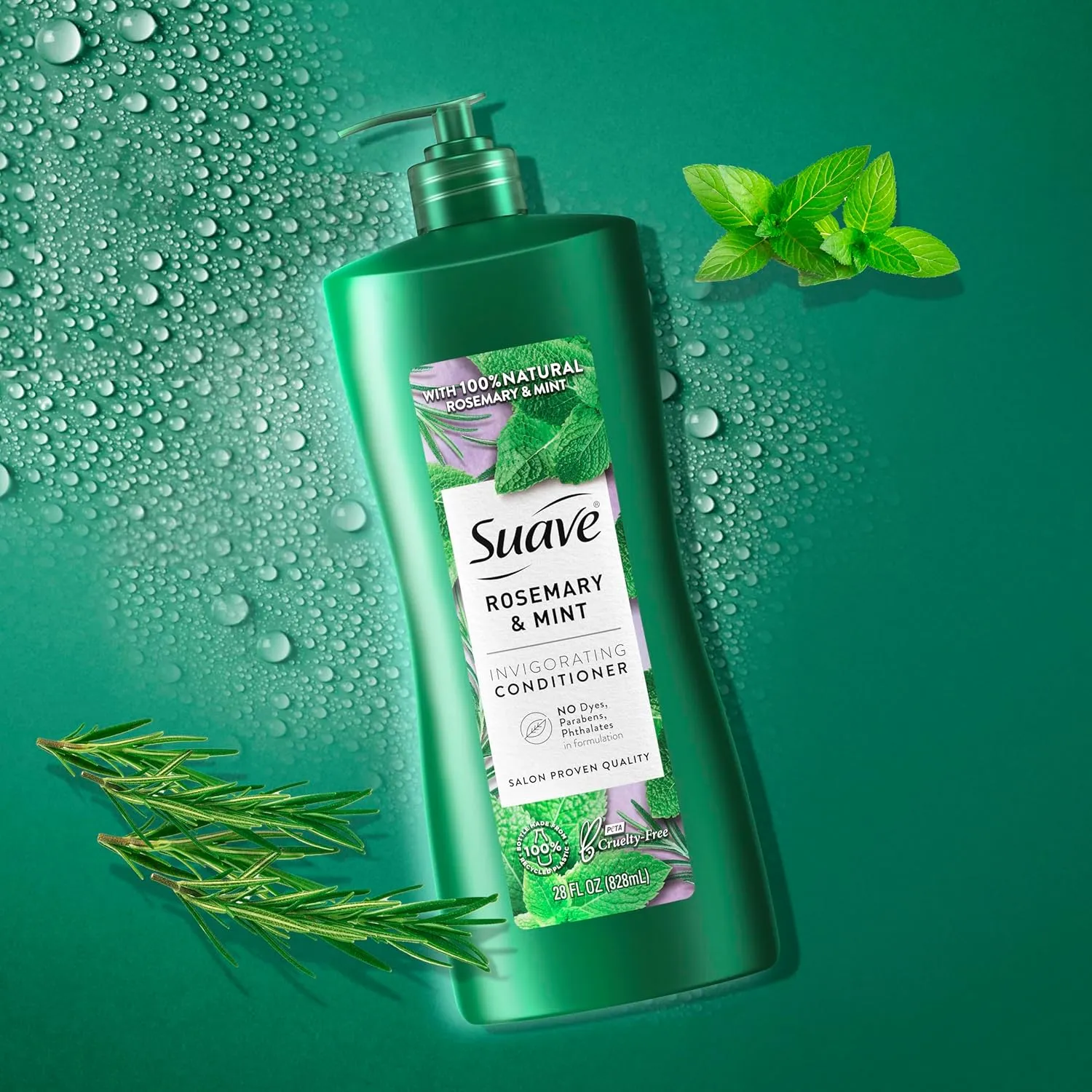 Suave Natural Rosemary & Mint Conditioner, for Strong & Healthy Hair, No Dyes, No Parabens, No Phthalates, 28 oz Pack of 4