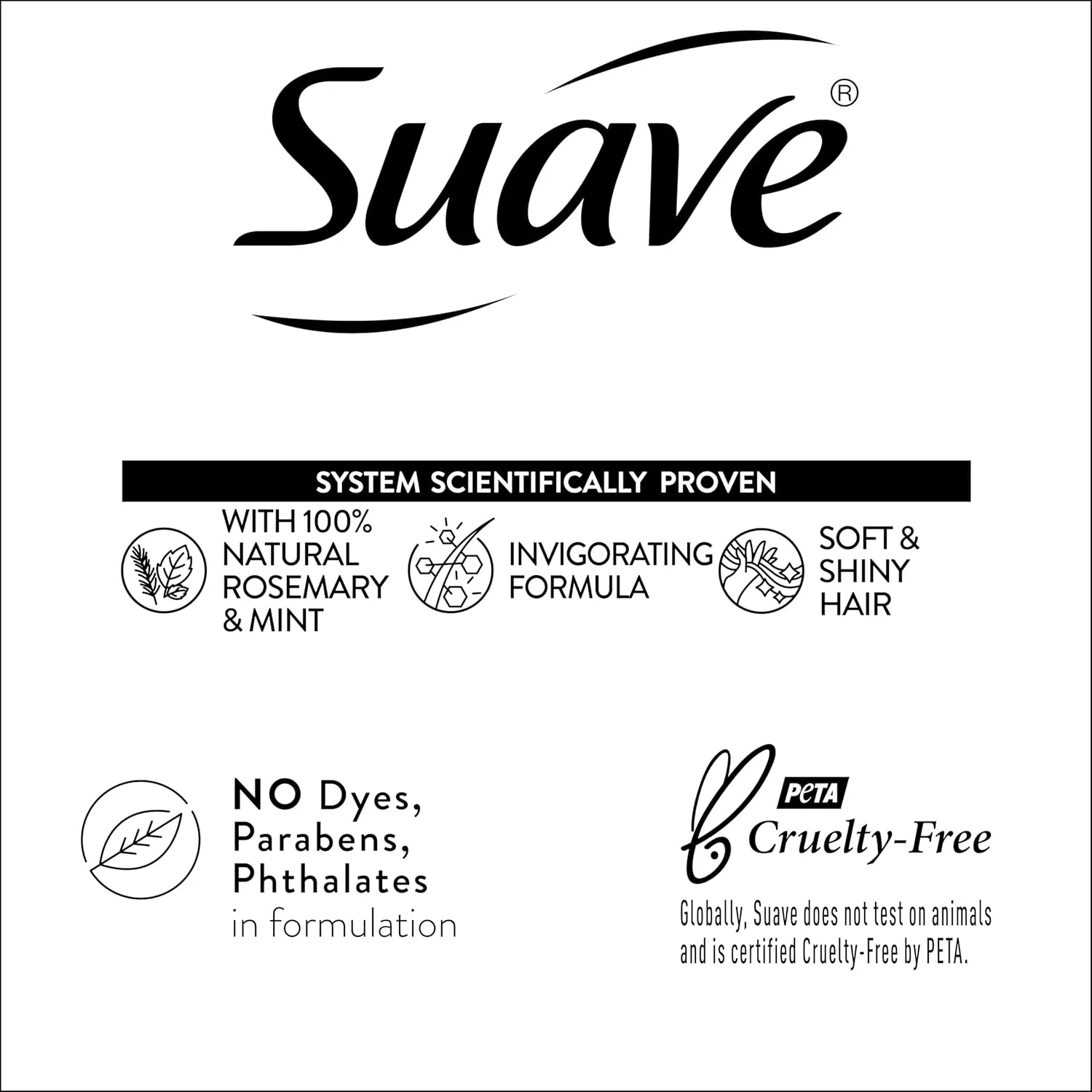 Suave Natural Rosemary & Mint Conditioner, for Strong & Healthy Hair, No Dyes, No Parabens, No Phthalates, 28 oz Pack of 4