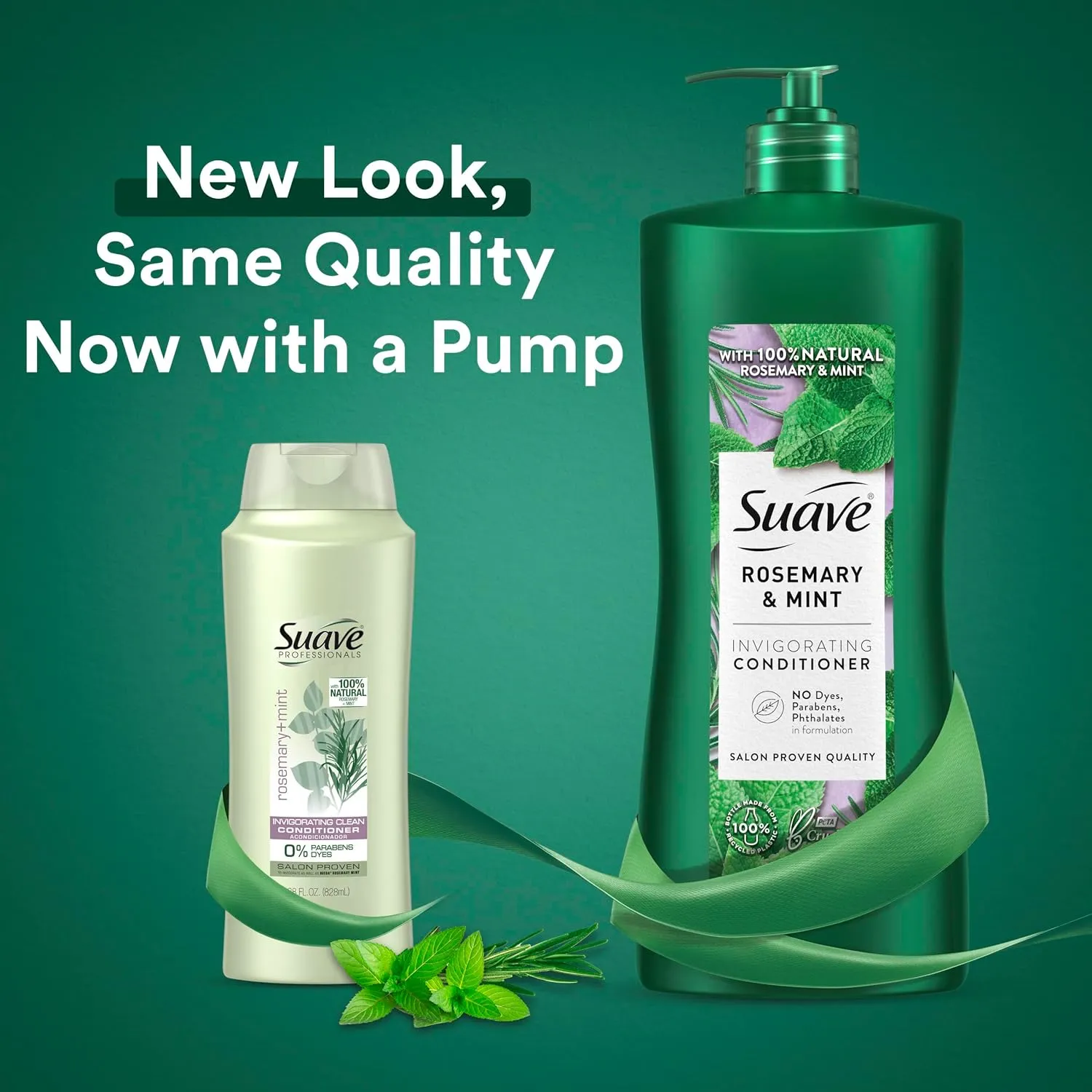 Suave Natural Rosemary & Mint Conditioner, for Strong & Healthy Hair, No Dyes, No Parabens, No Phthalates, 28 oz Pack of 4
