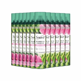 Suave Bamboo & Hibiscus Volumizing Dry Shampoo, Infused with 100% Natural Ingredients for Visibly Restoring Hair Body & Lift, 4.3 oz, 12 Pack