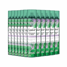 Suave Rosemary & Mint Invigorating Dry Shampoo, Infused with 100% Natural Ingredients for Instantly Reviving Oily Hair, 4.3 oz, 12 Pack