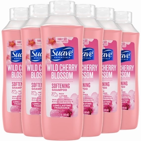Suave Shampoo, Wild Cherry Blossom 6-Pack – Fragrant, Softening Formula with Vitamin E, 22.5 Oz Ea