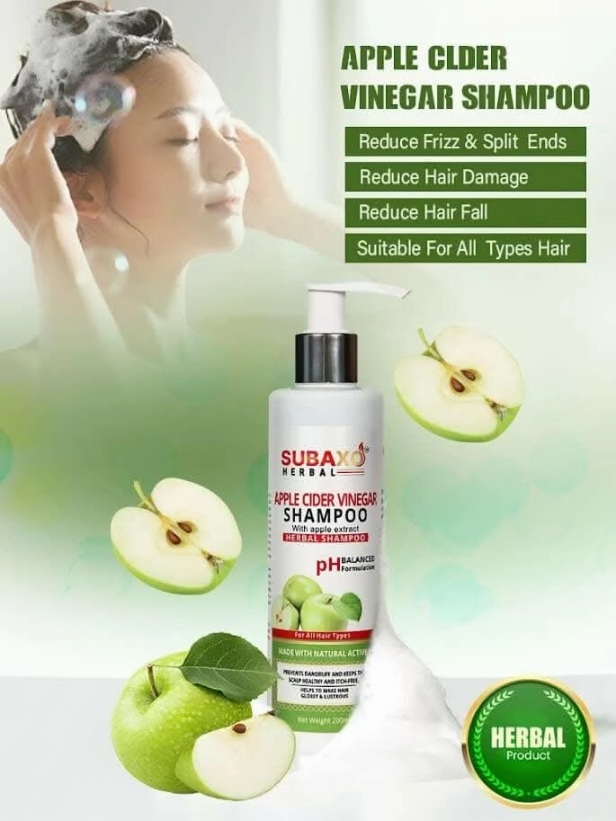 Subaxo Herbal Apple Cider Vinegar Shampoo, Hair Fall Control Shampoo (200 ml) and Orange Herbal Face Wash(120 ml) Combo