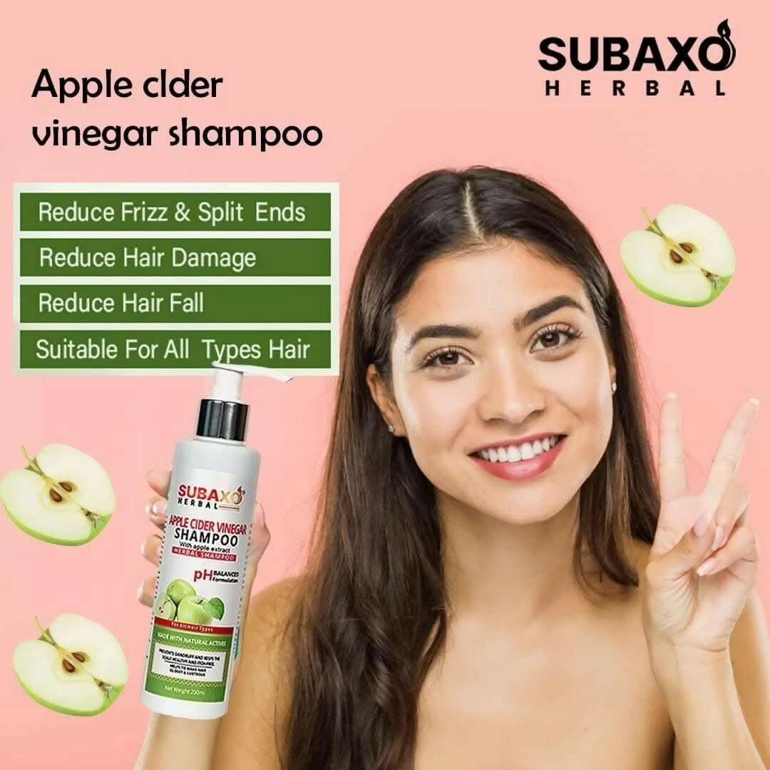 Subaxo Herbal Apple Cider Vinegar Shampoo, Hair Fall Control Shampoo (200 ml) and Orange Herbal Face Wash(120 ml) Combo