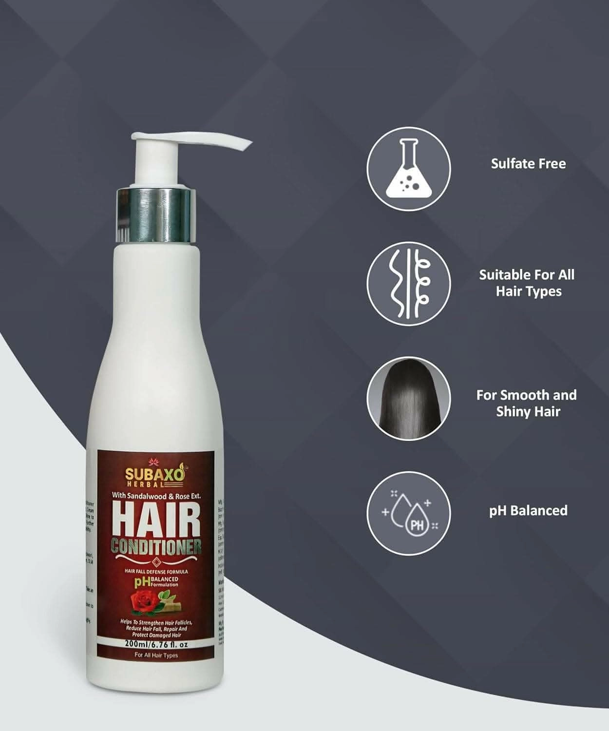 Subaxo Herbal Hair Care Combo- Anti Hair Fall Shampoo (120 ml) & Herbal Hair Conditioner (200ml)