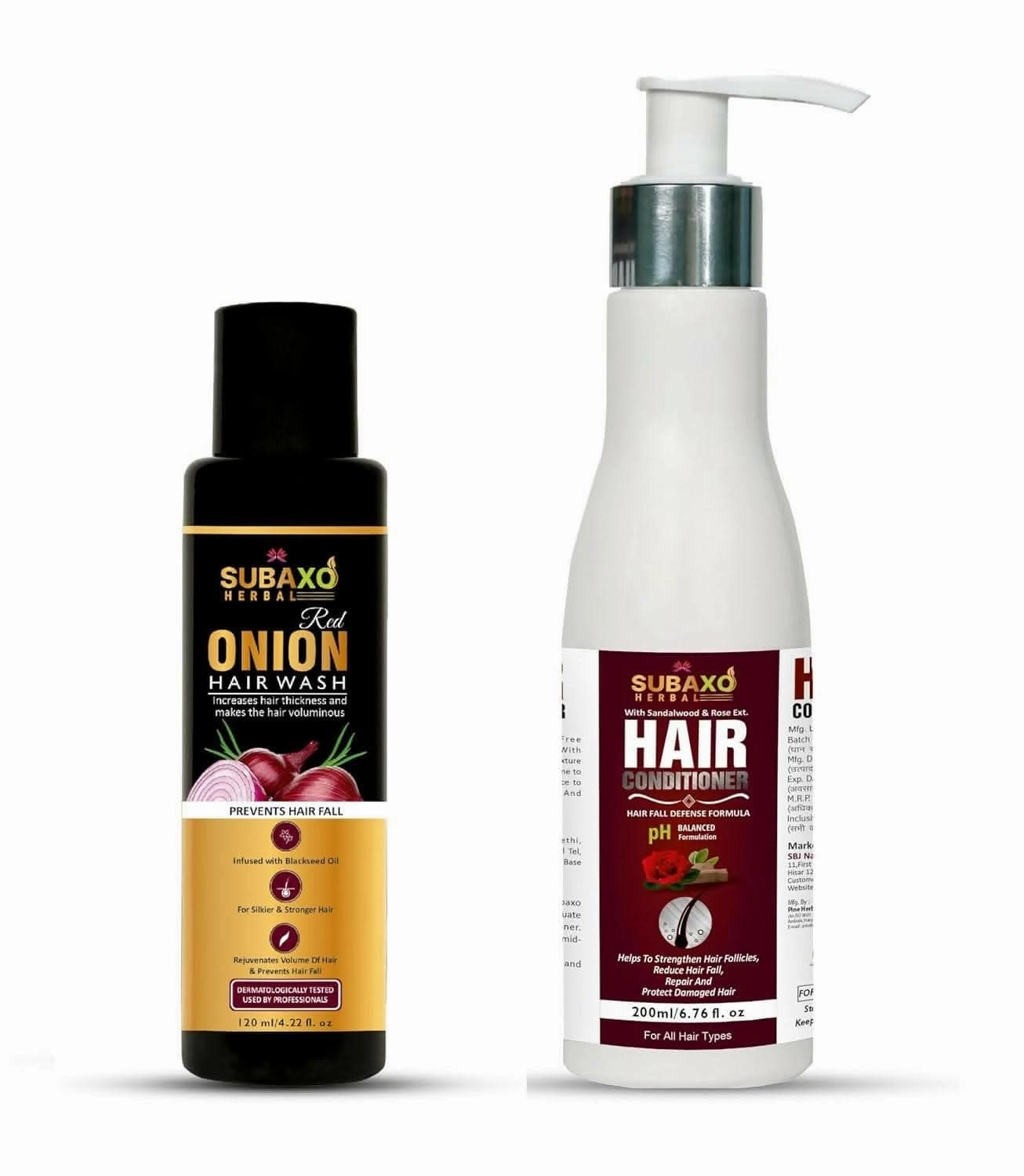 Subaxo Herbal Hair Care Combo- Anti Hair Fall Shampoo (120 ml) & Herbal Hair Conditioner (200ml)