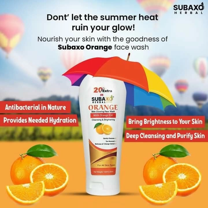 SUBAXO Red Onion Herbal Hair Wash, Onion Shampoo, Herbal Shampoo For Women & Men (120ml) and Orange Herbal Face Wash, Vitamin C facewash (120ml) Combo Pack