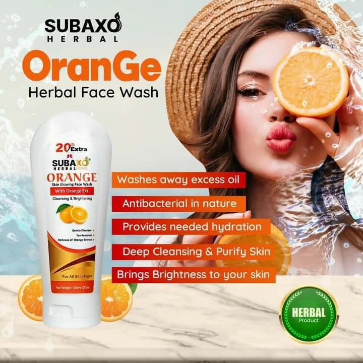 SUBAXO Red Onion Herbal Hair Wash, Onion Shampoo, Herbal Shampoo For Women & Men (120ml) and Orange Herbal Face Wash, Vitamin C facewash (120ml) Combo Pack