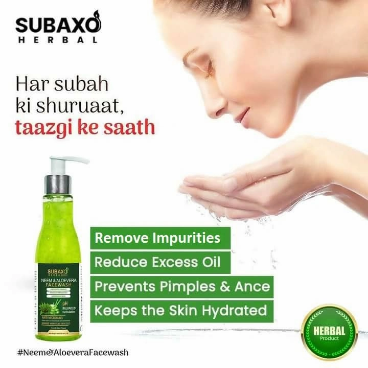SUBAXO Red Onion Shampoo, Hair Wash, Herbal Shampoo (120ml) and Neem AloeVera Face Wash, Anti Pimples Face wash (200ml) Combo Pack