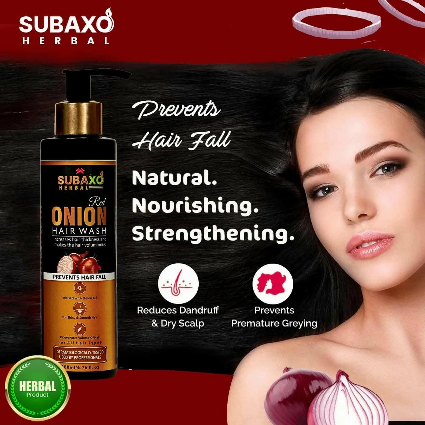 SUBAXO Red Onion Shampoo, Hair Wash, Herbal Shampoo (120ml) and Neem AloeVera Face Wash, Anti Pimples Face wash (200ml) Combo Pack