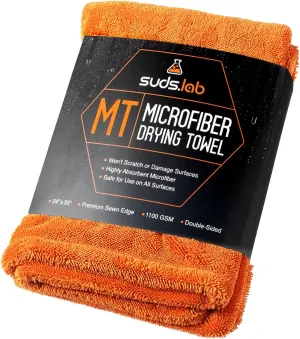 Suds Lab Large Microfiber Drying Towel (24 in x 35 in) Car Exterior Cleaning and Detailing Cloth, Safe On Plastic Trim, Glass, Carbon Fiber, Paint
