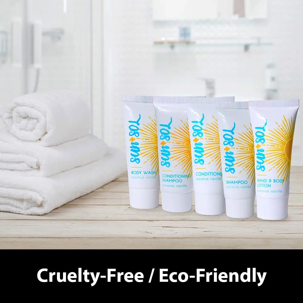 Sun   Sol Bulk Cleansing Shampoo With Warm Coconut & Vanilla Fragrances, Travel Size Toiletries, Mini Hotel Amenities, 0.7 oz, 50 Count