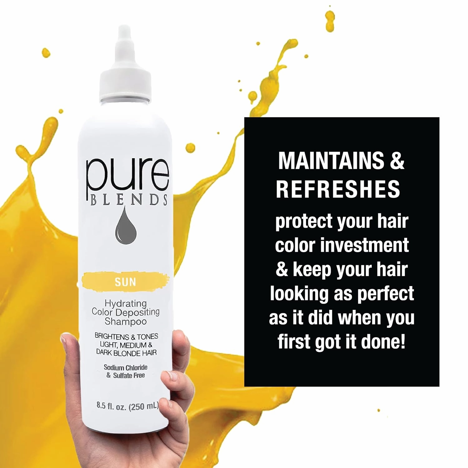 Sun Hydrating Color Depositing Shampoo - Brighten & Tone Faded Hair with Semi-Permanent Dye, Prevents Fade & Extends Color Service for Treated Hair 8.5 Oz.