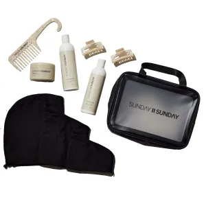 SUNDAY II SUNDAY Deluxe Signature Hair Wash System, with Scalp Balancing Shampoo, Sugar Scrub, and Replenishing Conditioner, to Revitalize and Rejuvenate Strands, 8 piece Set