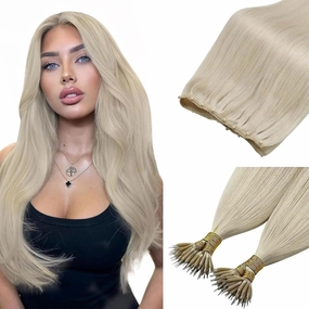 Sunny Hair Beaded Weft Hair Extensions Human Hair #60-22 Bundle with Nano Hair Extensions 22inch 50g