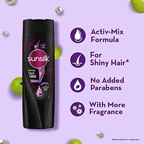 Sunsilk Stunning Black Shine Shampoo 1 L, With Amla   Oil & Pearl Protein, Gives Shiny, Moisturised and Fuller Hair - Paraben Free