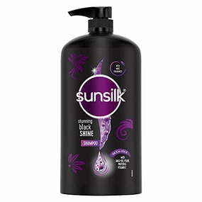 Sunsilk Stunning Black Shine Shampoo 1 L, With Amla   Oil & Pearl Protein, Gives Shiny, Moisturised and Fuller Hair - Paraben Free