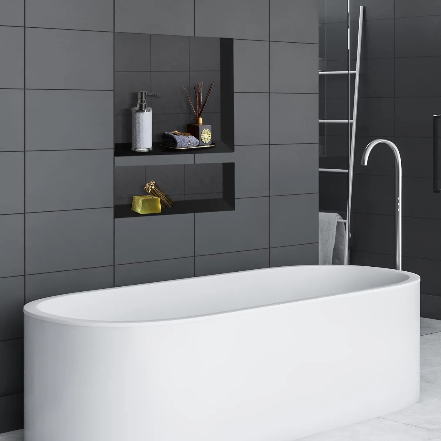 Suteck Shower Niche, 17" x 25" x 3.8" Tile Ready Recessed Shower Shelf for Bathroom Storage, Modern Bathroom Niche Rectangle Box for Organization