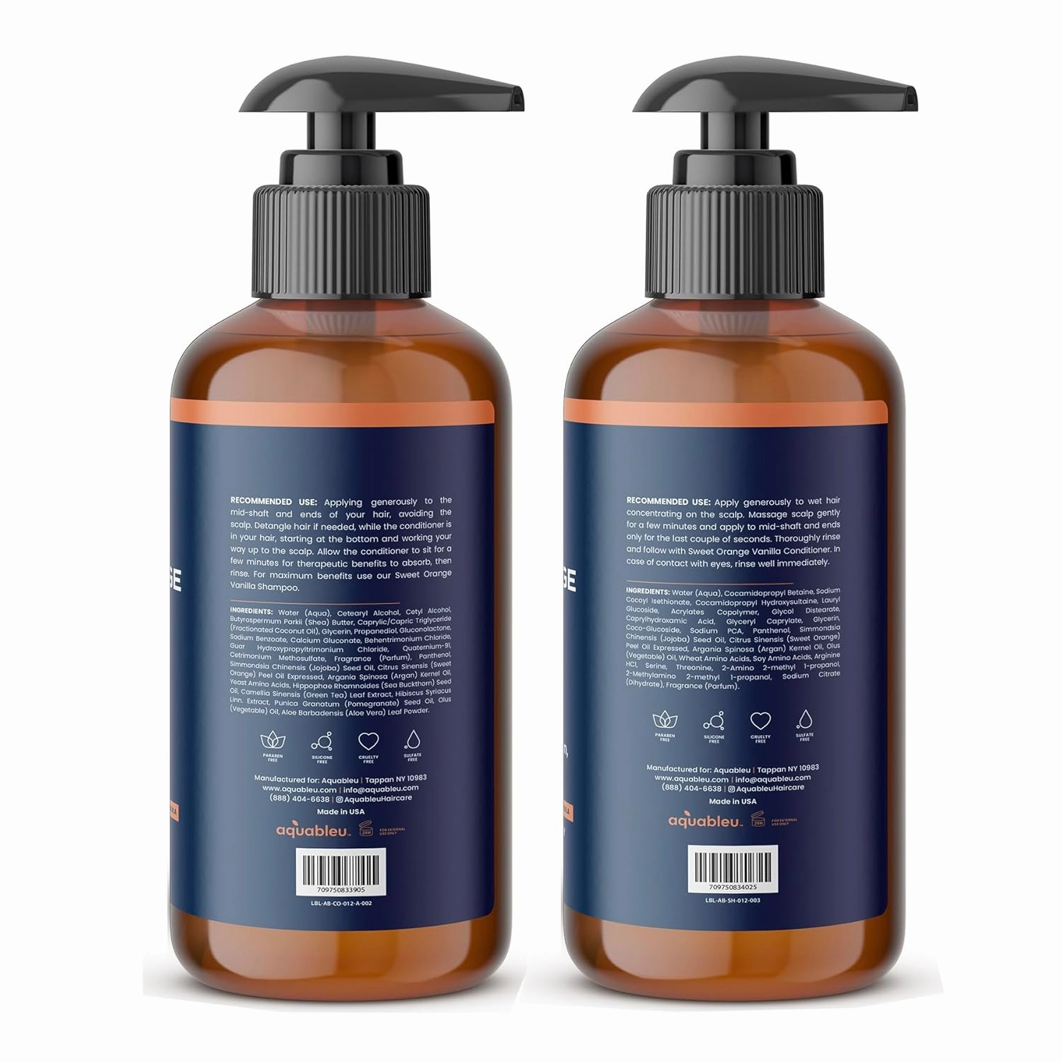 Sweet Orange Vanilla Shampoo & Conditioner Set – Natural Moisturizing, For Dry & Damaged Hair – Sulfate & Paraben Free – For Colour Treated Hair – 16oz
