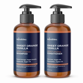 Sweet Orange Vanilla Shampoo & Conditioner Set – Natural Moisturizing, For Dry & Damaged Hair – Sulfate & Paraben Free – For Colour Treated Hair – 16oz